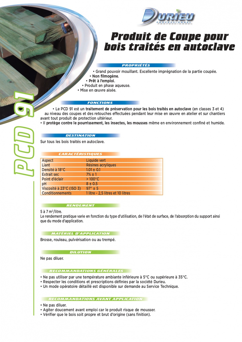 Fiche PCD 91 - Traitement pour les bois traités autoclave