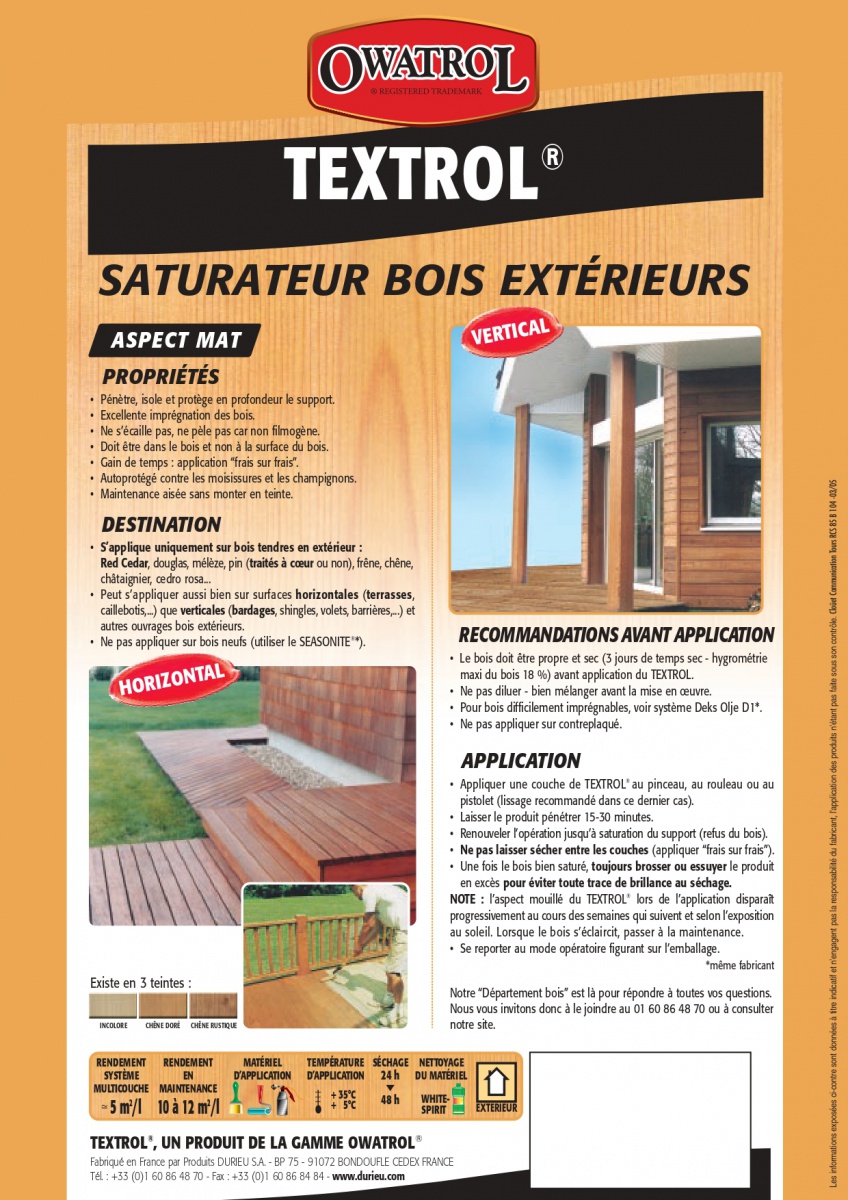 Fiche Textrol - Saturateur bois ext.