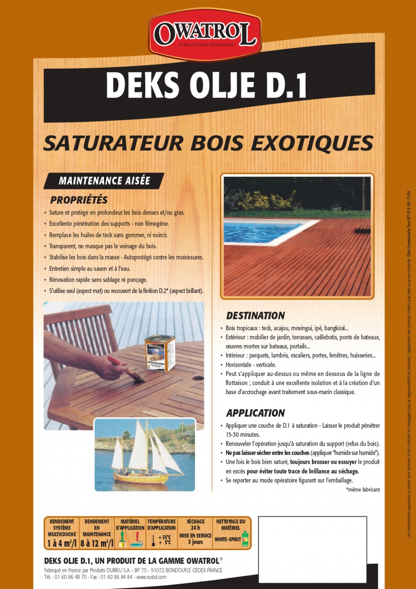 Fiche Deks Olje D.1 - Bois exotiques